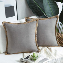 Load image into Gallery viewer, Burlap Trimmed Edge Linen Throw Pillows 3
