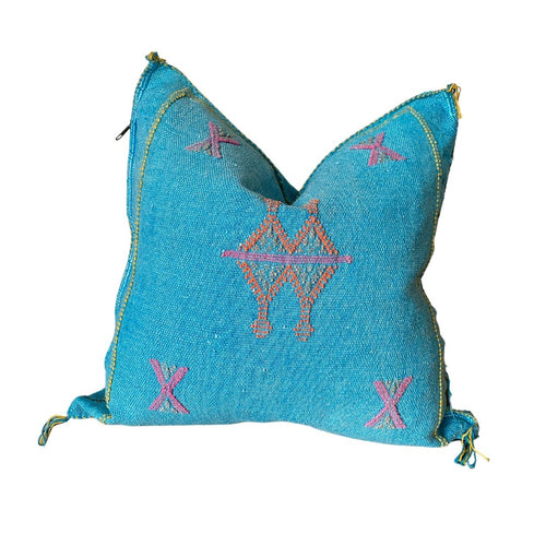 Moroccan Cactus Silk Pillow-Blue City - Truly Decorative