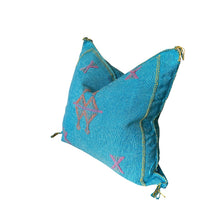 Load image into Gallery viewer, Moroccan Cactus Silk Pillow-Blue City - Truly Decorative
