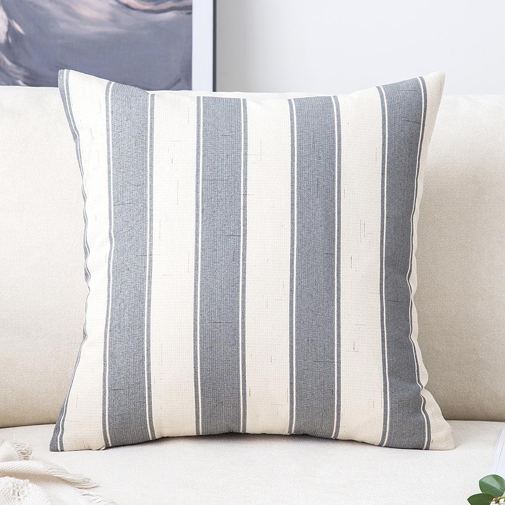 Solid Striped Pillow Covers- Grey & Tan - Truly Decorative