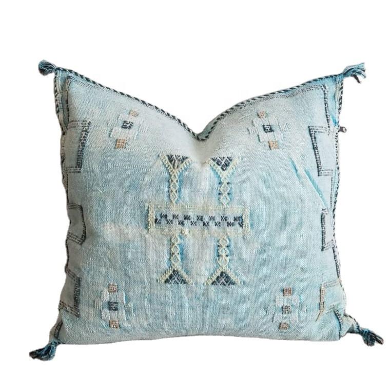 Moroccan Cactus Silk Pillow-Jean Blue - Truly Decorative