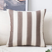 Load image into Gallery viewer, Solid Striped Pillow Covers- Grey &amp; Tan - Truly Decorative
